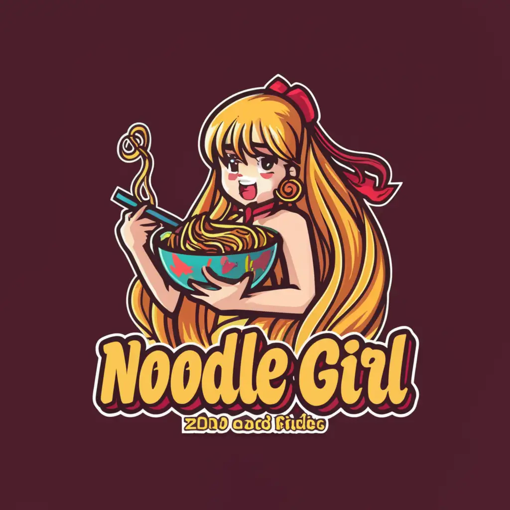 a logo design,with the text "Asian food noodles anime", main symbol:noodle girl,Moderate,be used in Retail industry,clear background
