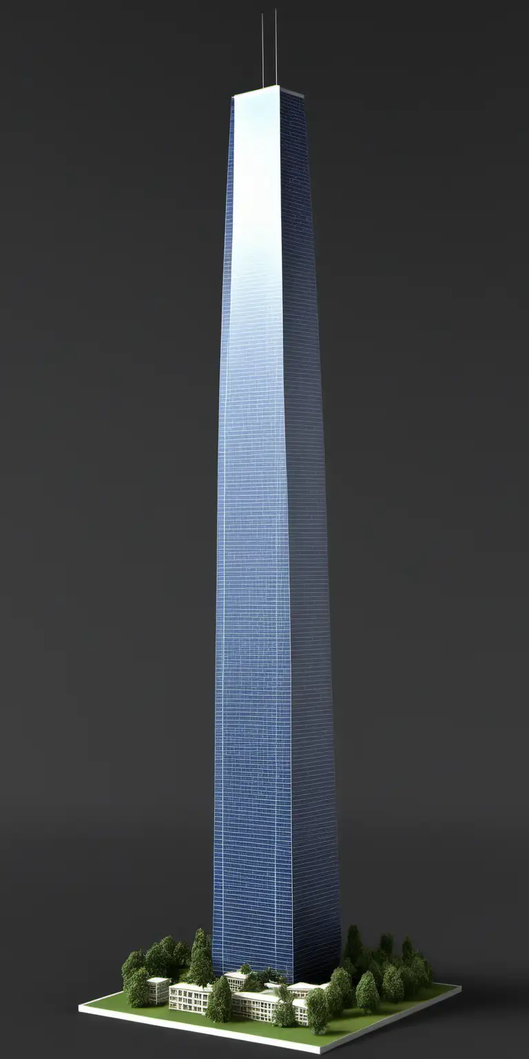 Modern Skyscraper Architectural Model with Long Horizontal Base and Tall Vertical Structure