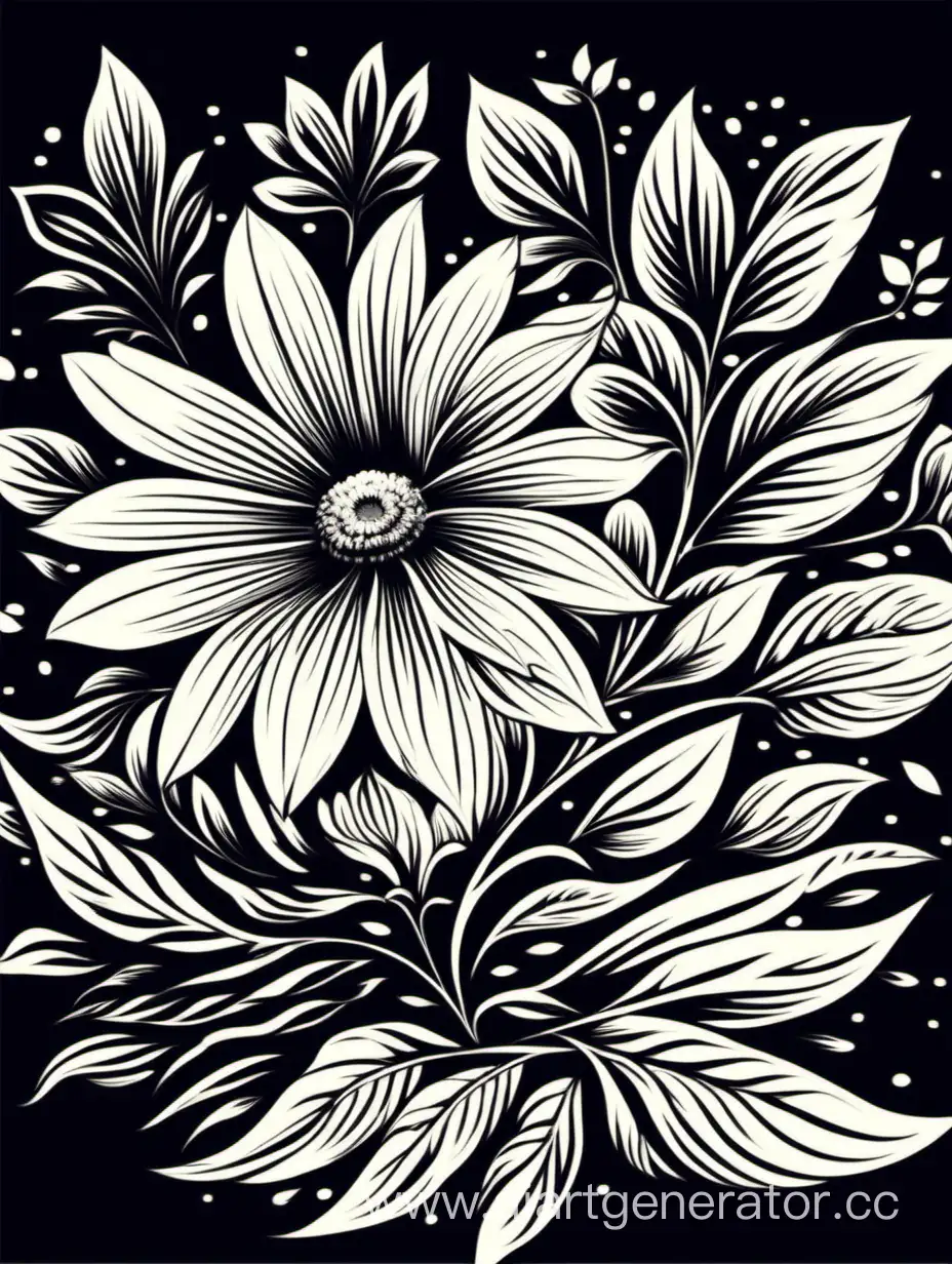 Elegant-Vintage-Flower-Vector-Illustration-on-Black-Background