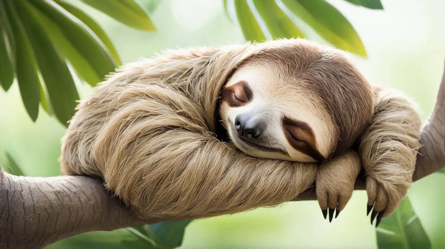Peaceful Slumber Adorable Sleeping Sloth Illustration