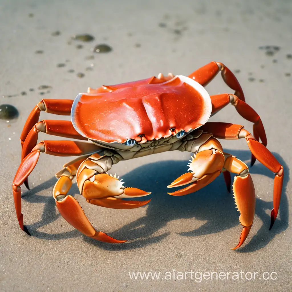 Colorful-Crab-Crawling-on-Sandy-Beach