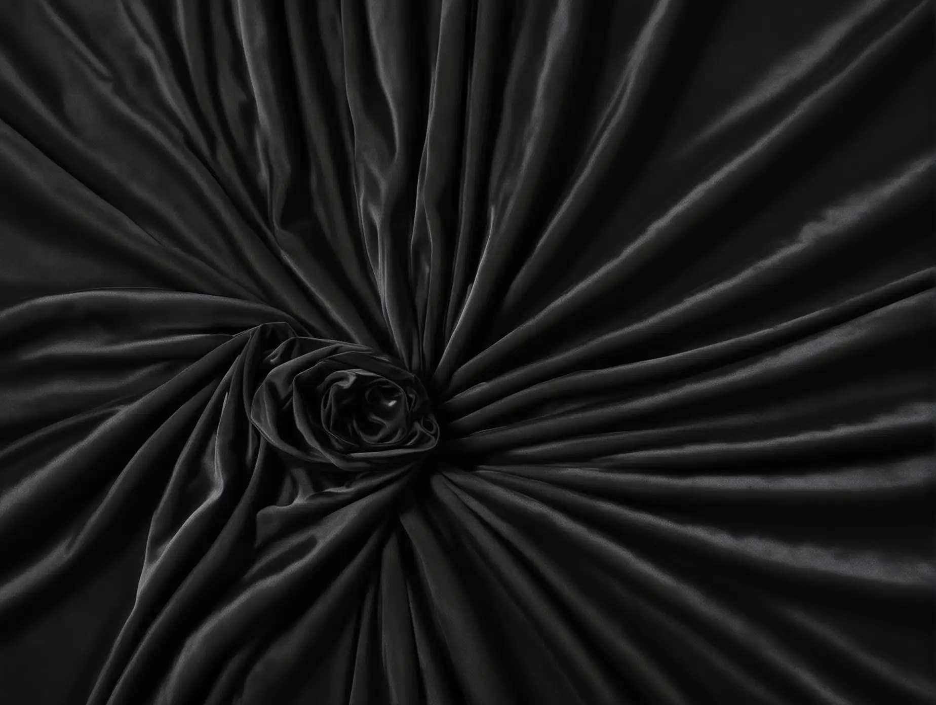 hyperrealistic black on left side draped velvet fabric, black background