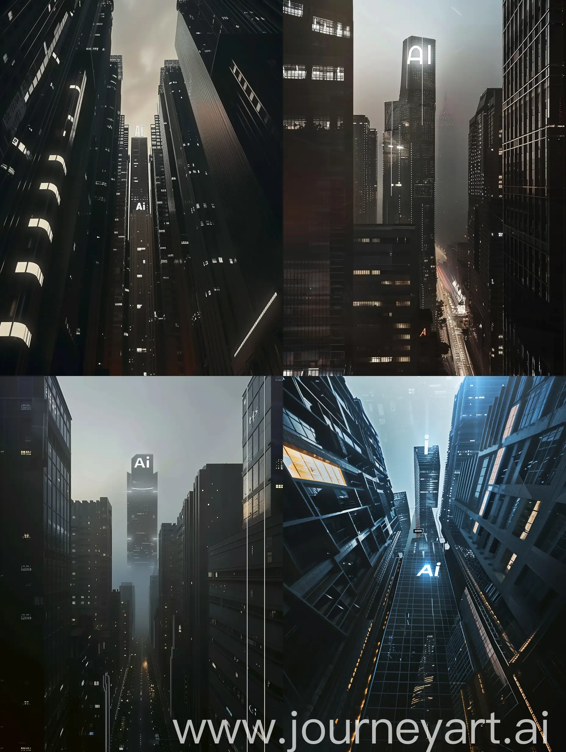 Futuristic-Cityscape-with-Glowing-AI-Atop-Skyscrapers