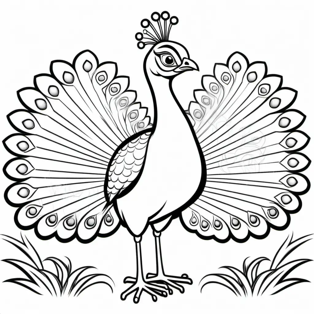 Australian Cartoon Peacock for Childrens Coloring Book