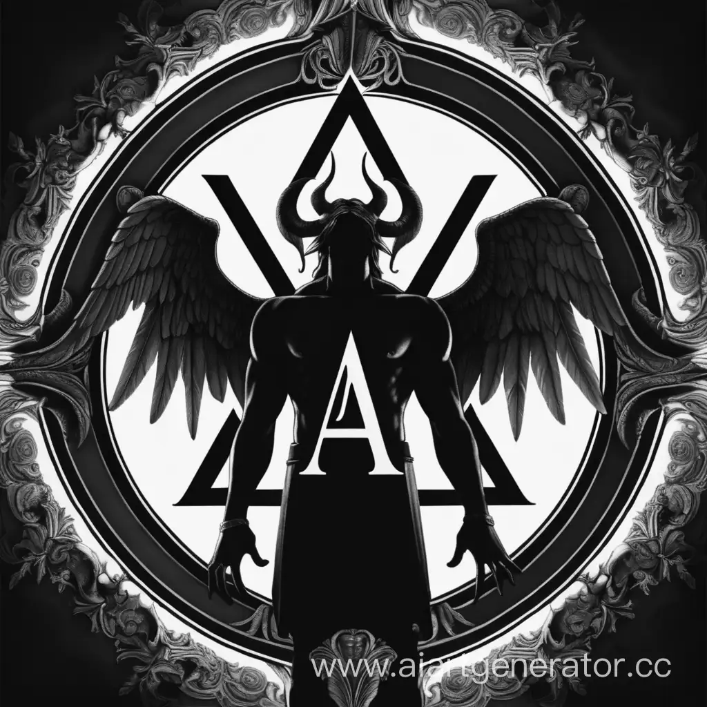 The background should be black and the image of Lucifer, the letter A should be in the middle