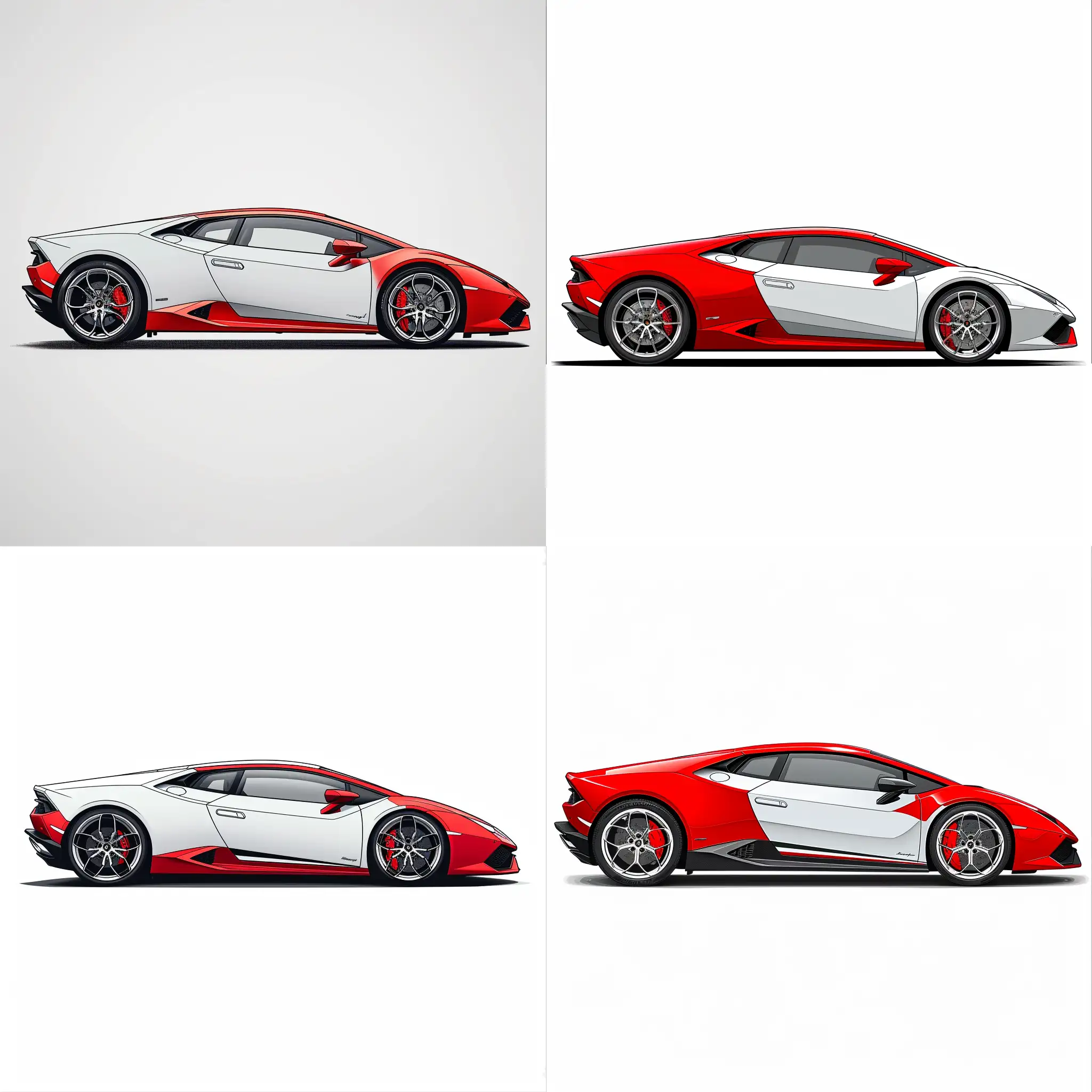 Sleek-2D-Illustration-of-a-White-Red-Lamborghini-Huracan-on-a-Clean-Background