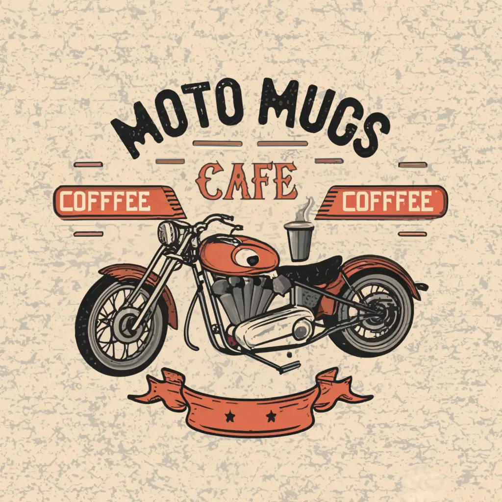 a logo design,with the text Moto Mugs Cafe, main symbol:bikes, coffee, Vintage, cafe,complex,be used in Restaurant industry,clear background
