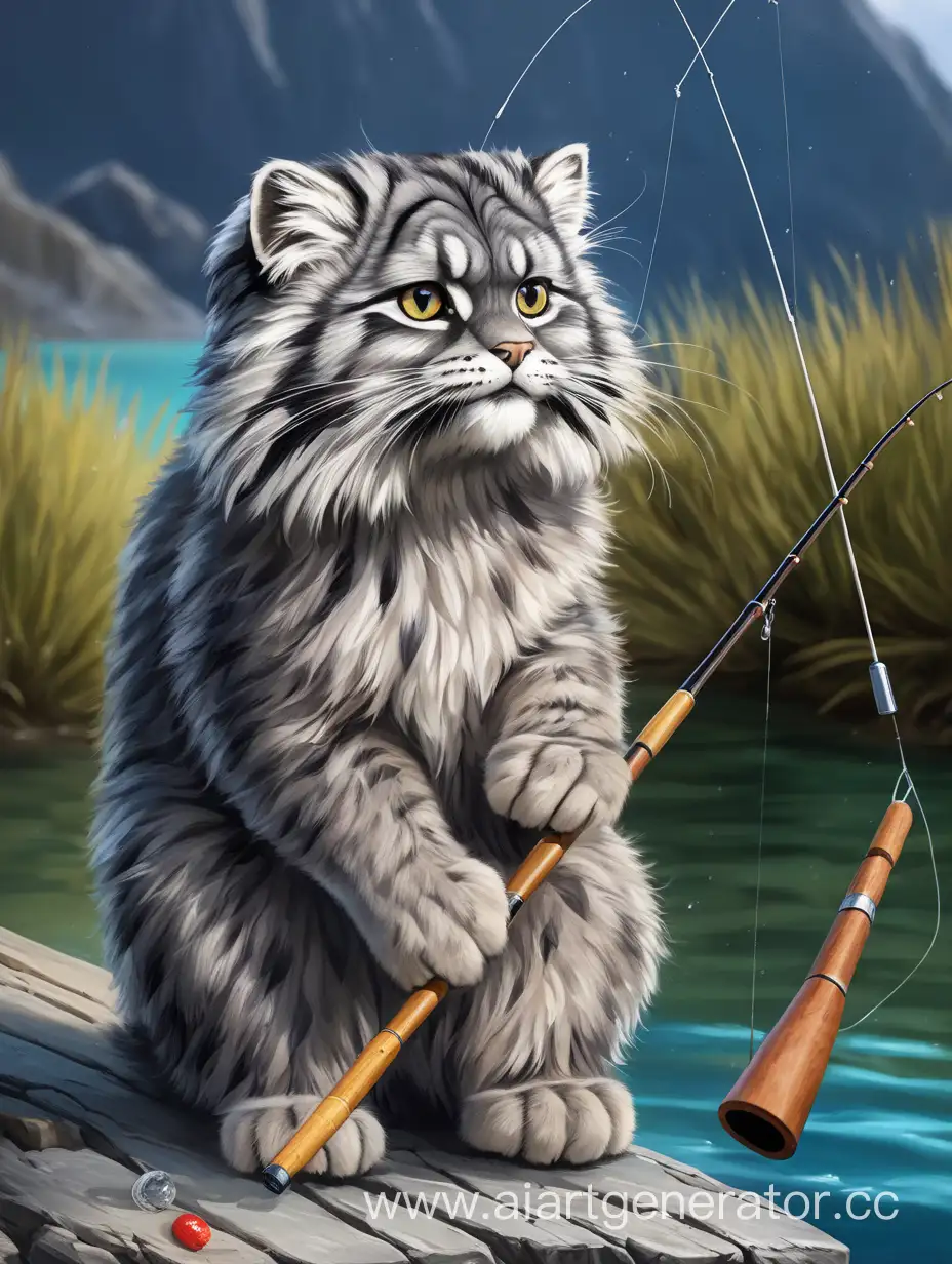 Кот Манул на рыбалке 