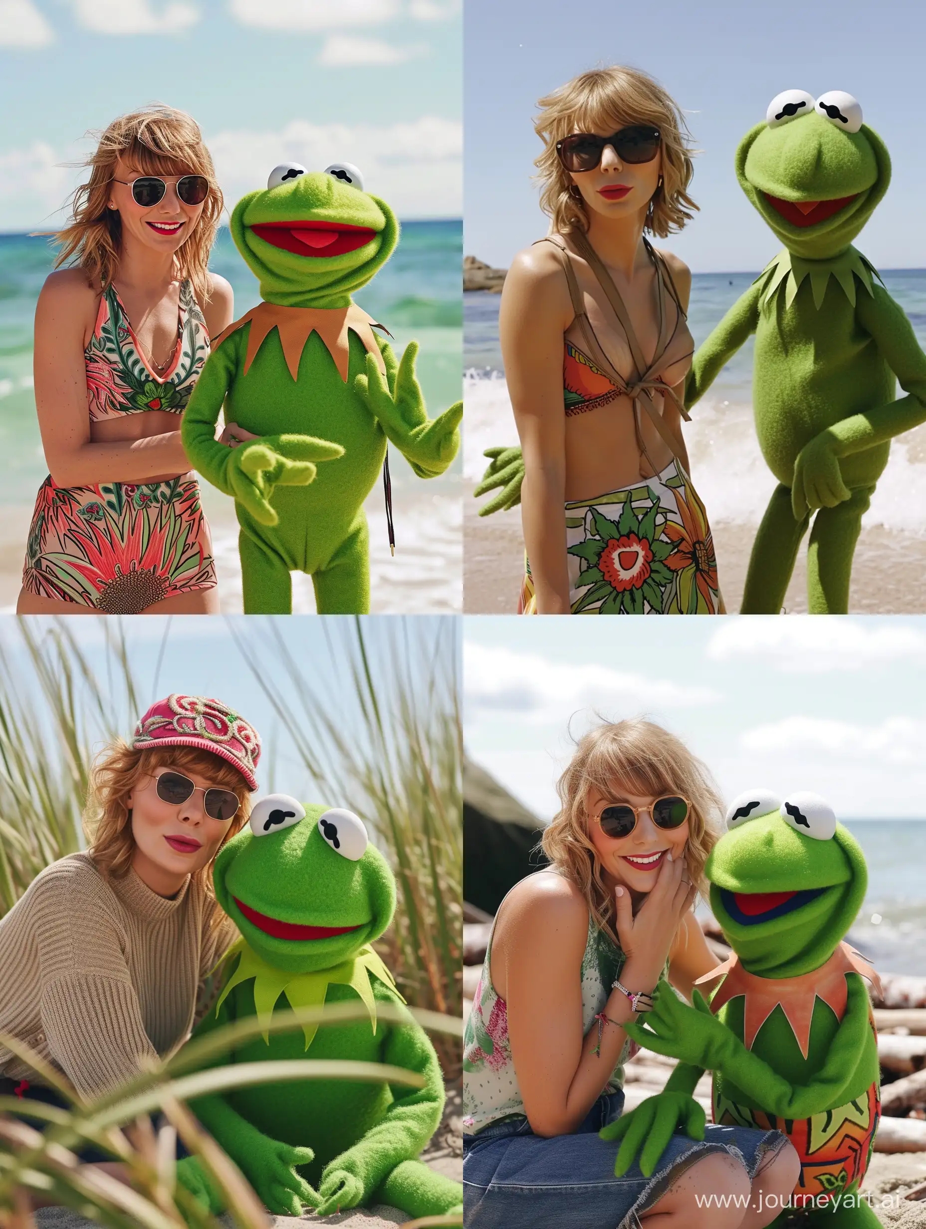 Taylor-Swift-Enjoying-Beach-Day-with-Kermit-Vibrant-Scene-in-34-Aspect-Ratio