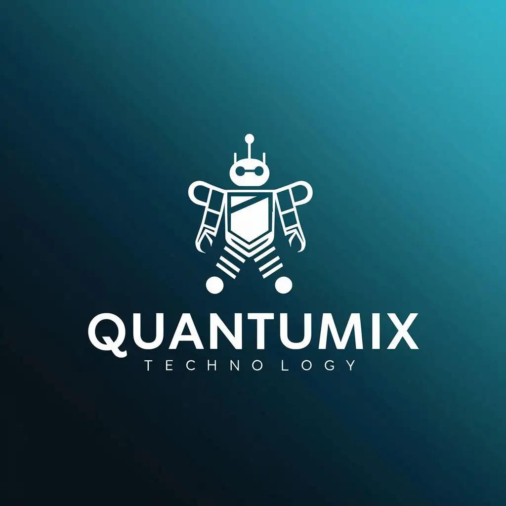 LOGO-Design-For-Quantumix-Futuristic-Robot-with-Electrifying-Typography