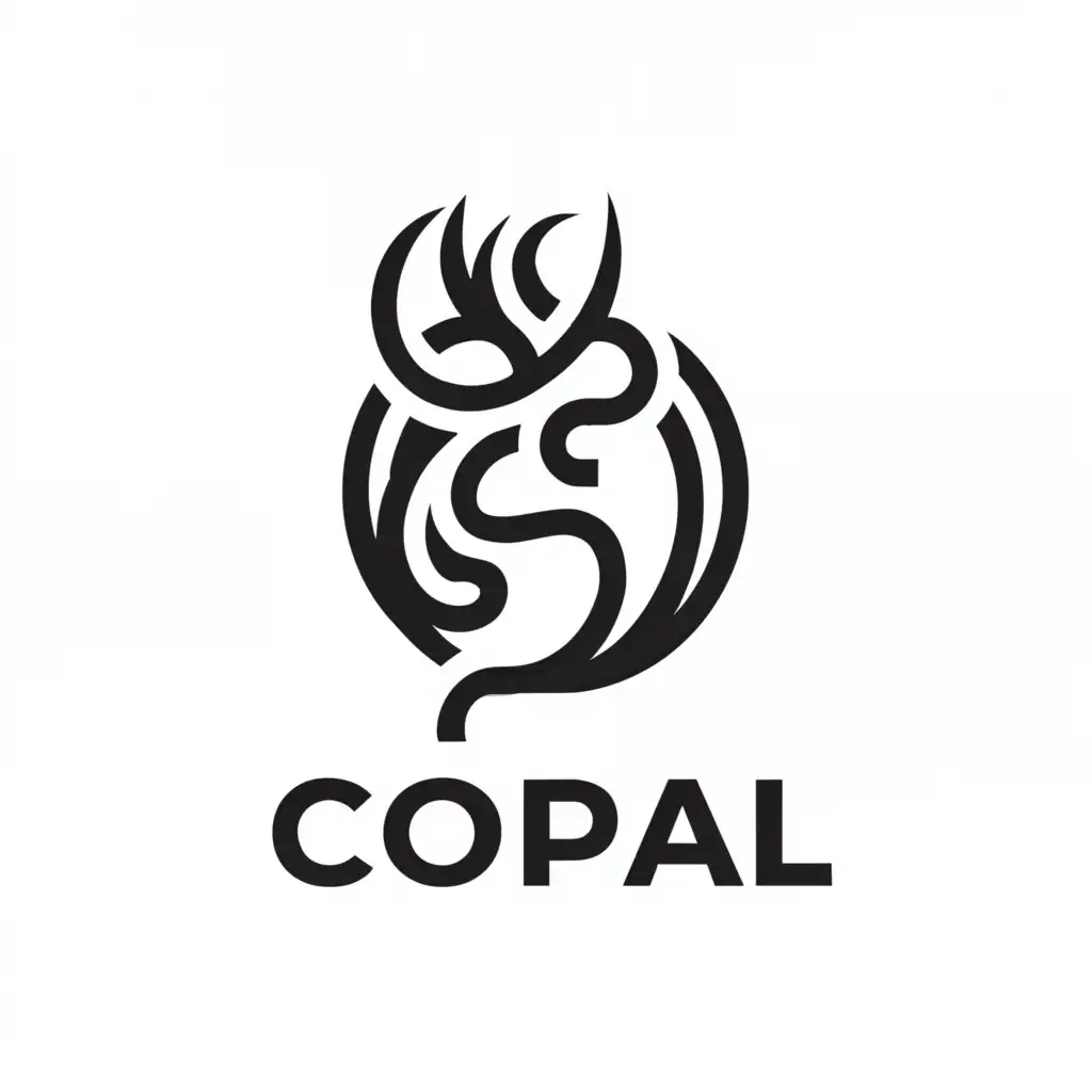 a logo design,with the text "COPAL", main symbol:spiral deer smoke,Minimalistic,be used in Religious industry,clear background