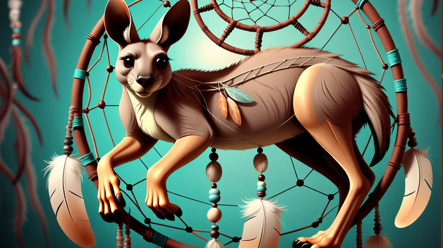 Enchanting Dreamcatcher Background Featuring a Lone Kangaroo