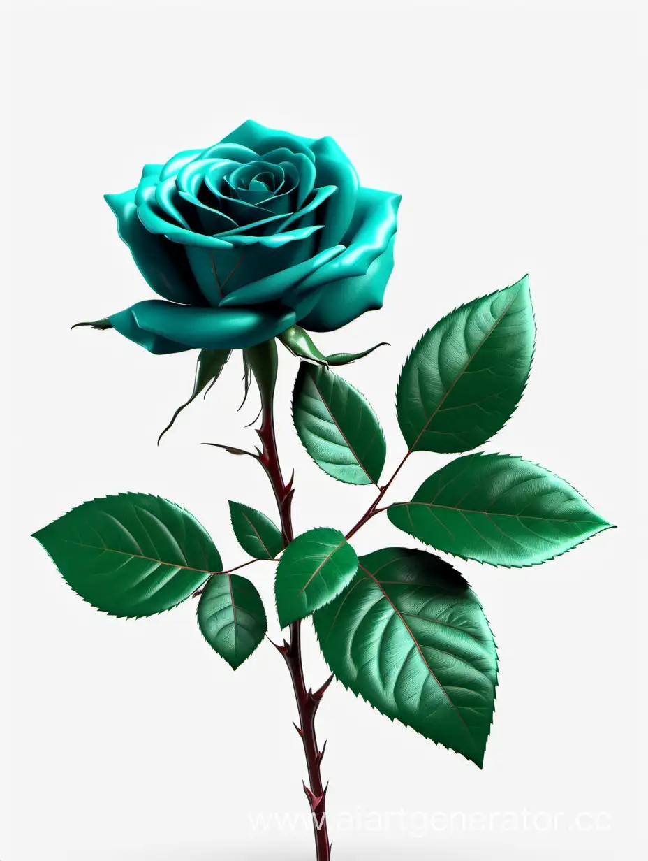 Exquisite-Realistic-Dark-Turquoise-Rose-with-Fresh-Lush-Green-Leaves-in-8K-HD