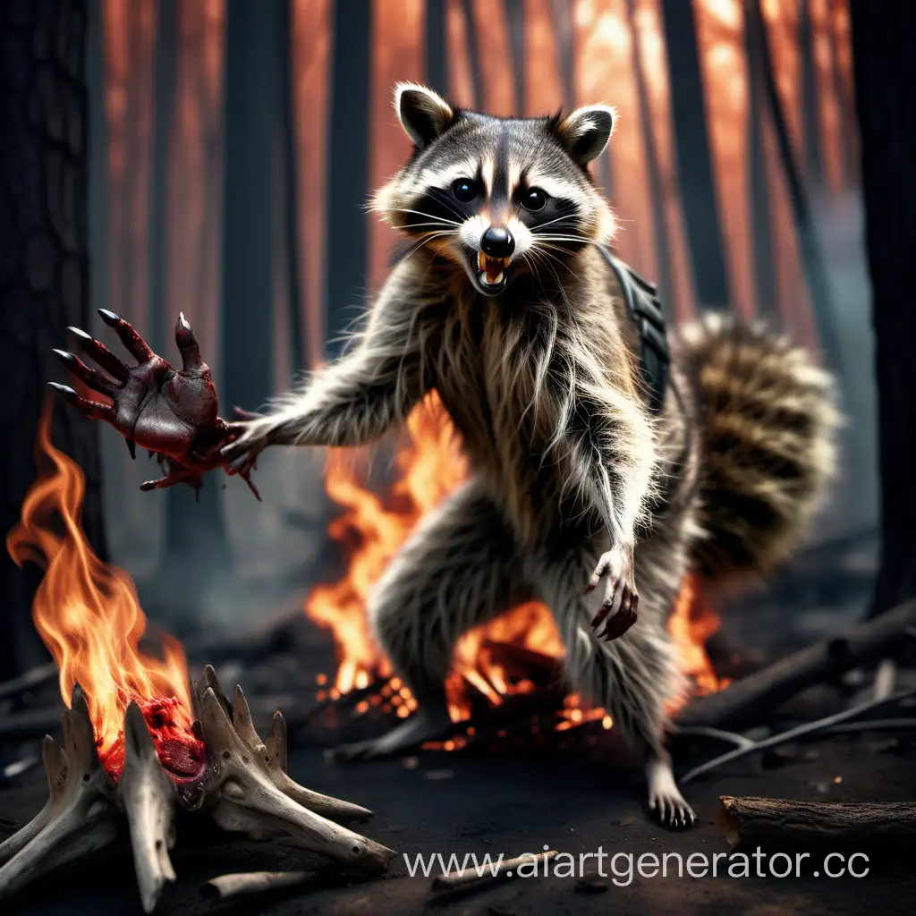 Majestic-Photorealistic-Raccoon-in-a-Fiery-Forest