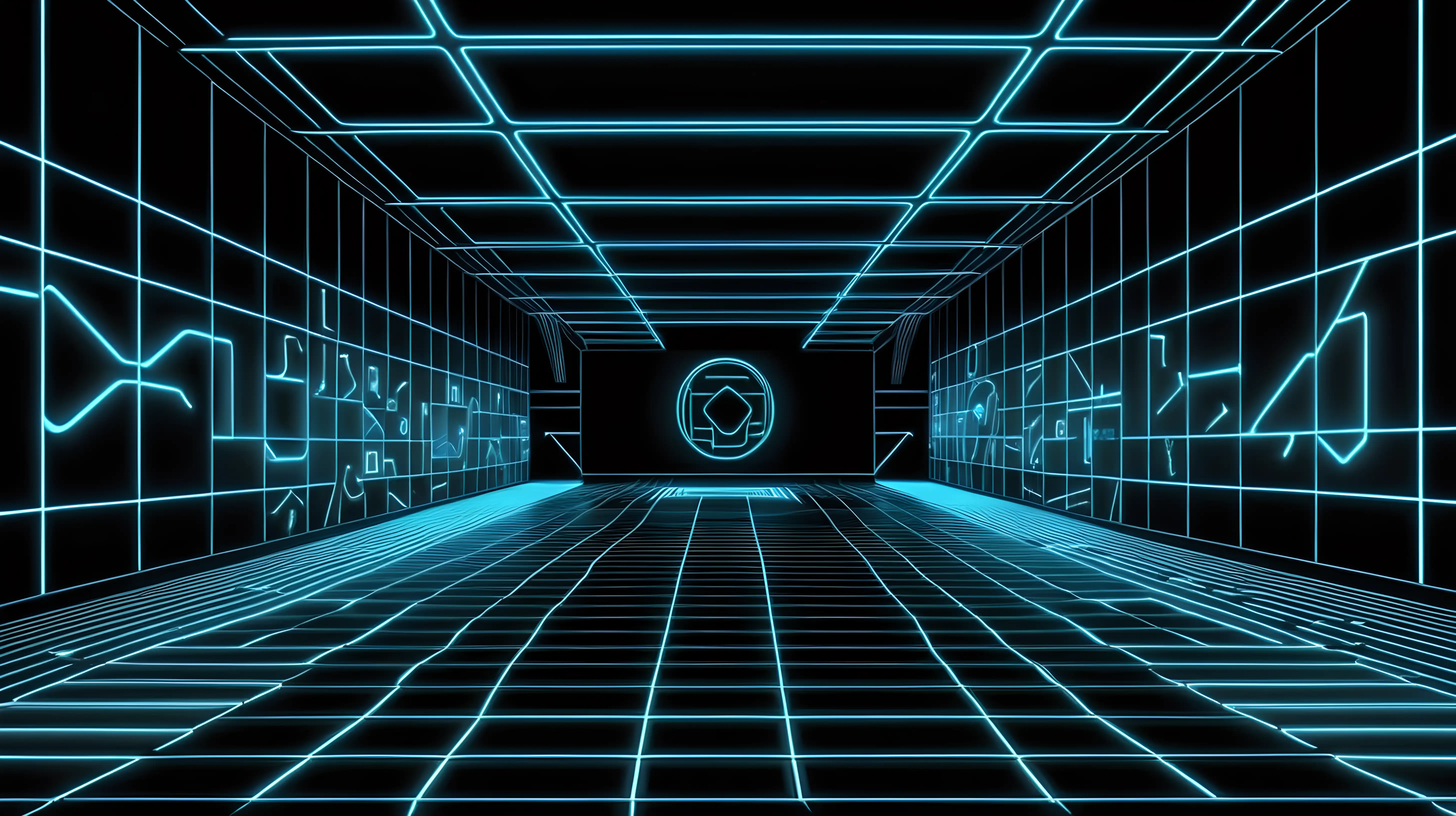 Tron Legacy Aesthetics: Create a dark, grid-like background reminiscent of the Tron Legacy movie. The neon lines can traverse the grid, producing a visually striking and futuristic composition.