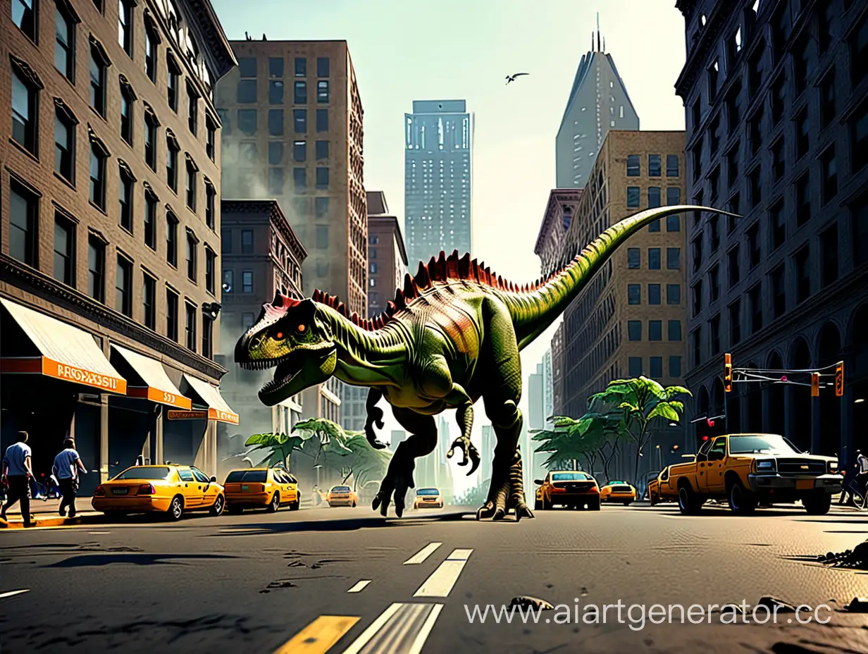 Urban-Dinosaur-Strolling-Through-City-Streets