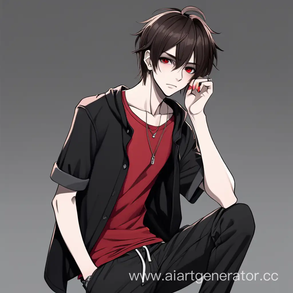 Anime-Brunette-Character-in-Stylish-Red-and-Black-Outfit