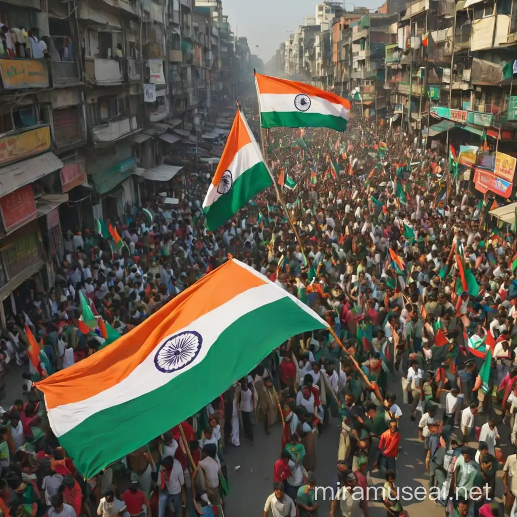 Bangladeshi Protest Movement Boycott India Signage Amidst National Flags