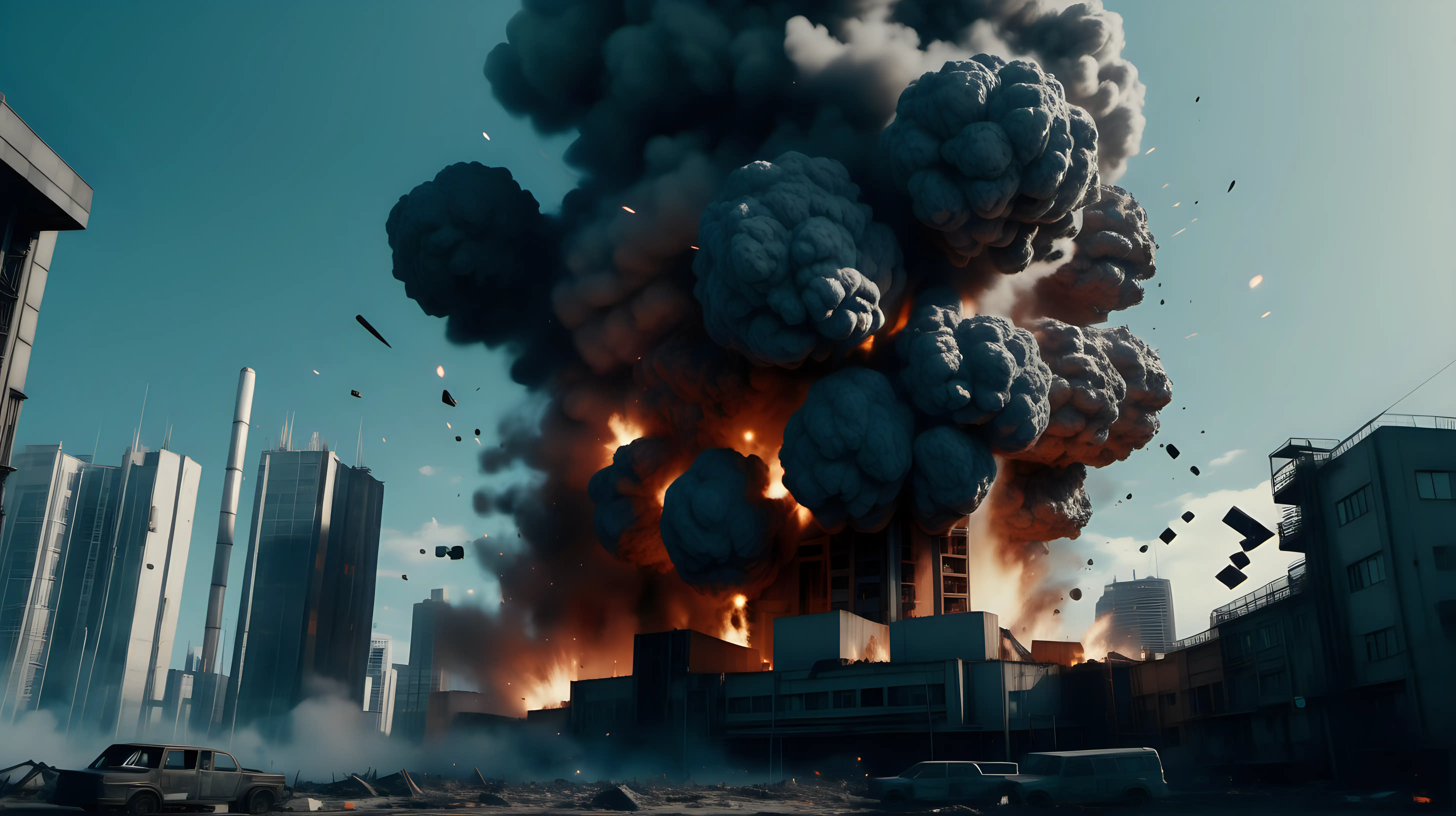 Dramatic Cyberpunk City Explosion
