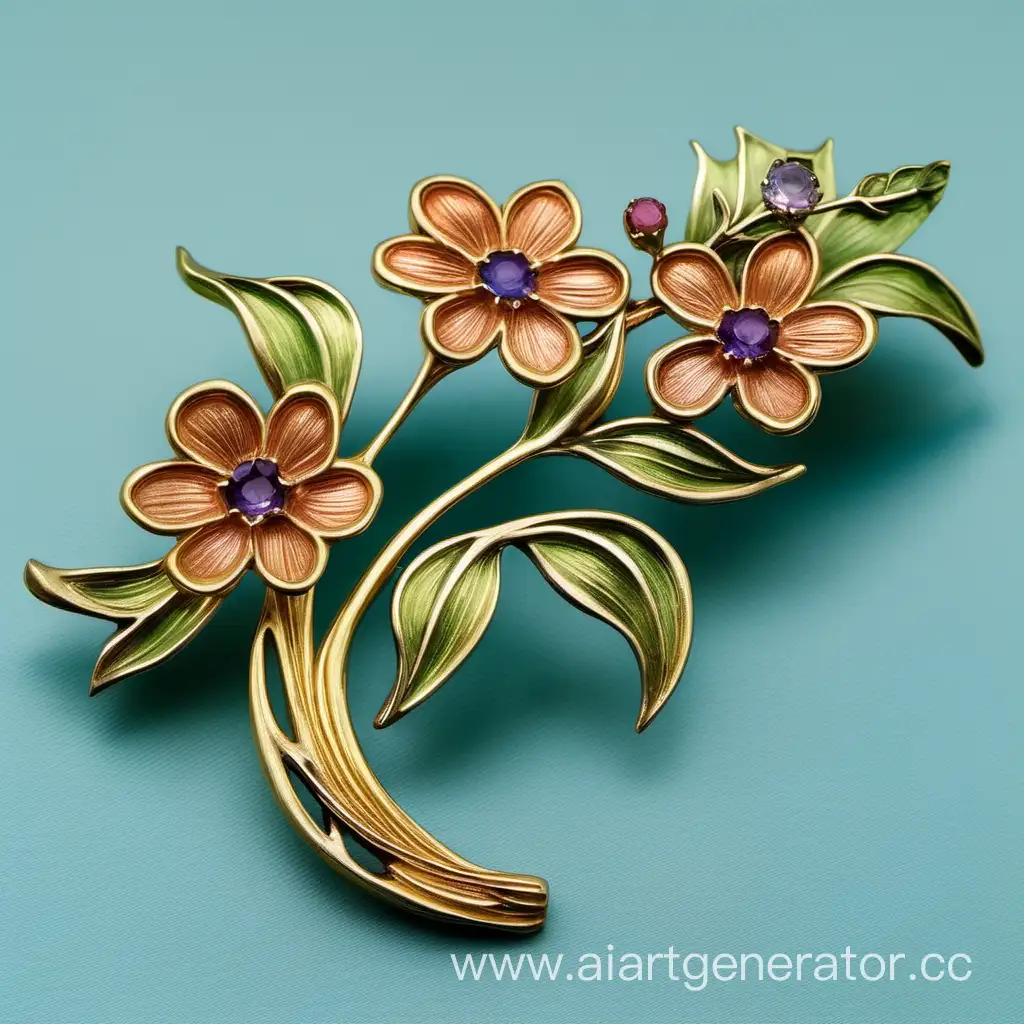 Exquisite-Art-Nouveau-Branch-with-Flowers-Brooch