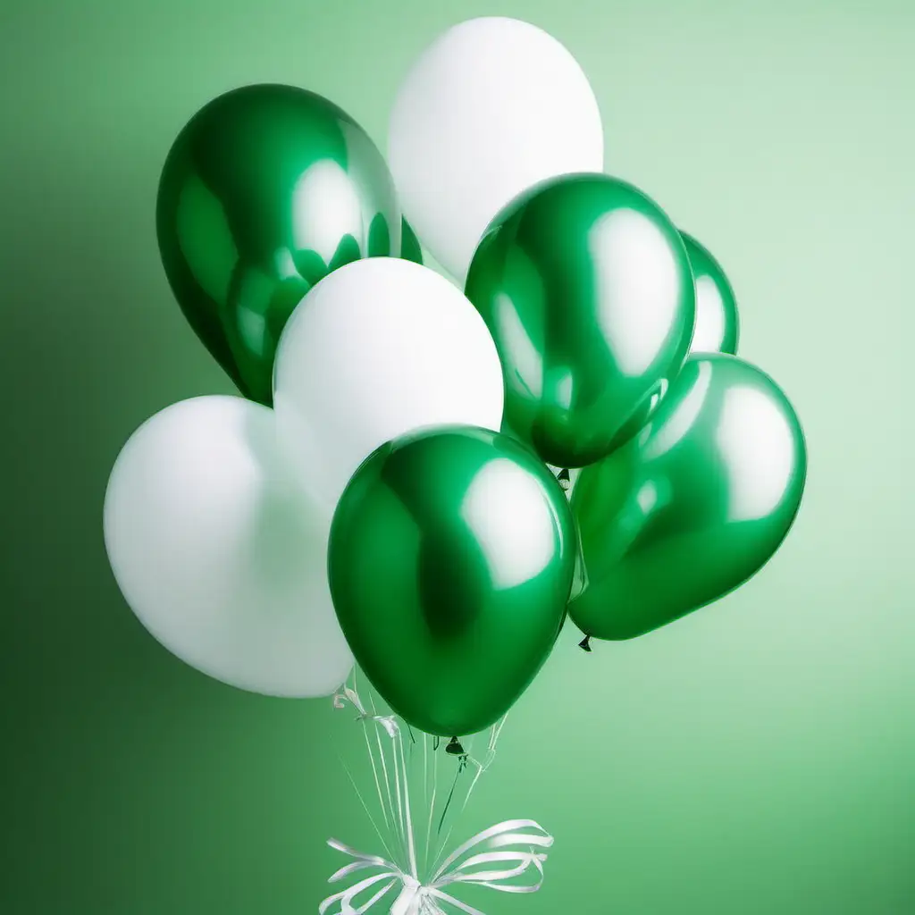 Joyful Celebration with Green and White Balloons