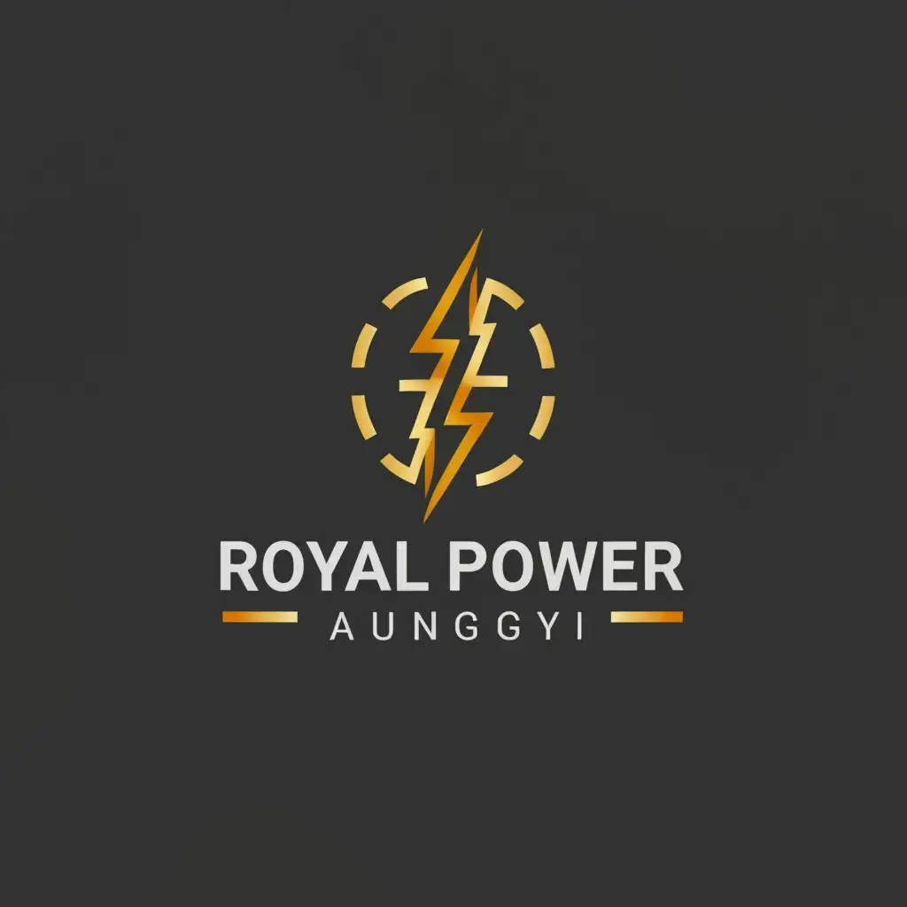 a logo design,with the text "ROYAL POWER ENERGY TaungGyi", main symbol:Electrical Symbol-half gold colour,Moderate,be used in Technology industry,clear background