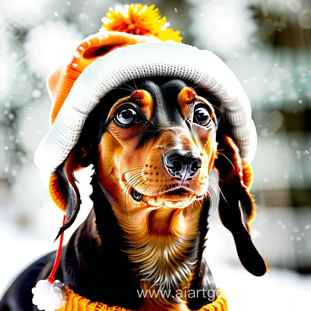 Dachshund-Dog-Wearing-Winter-Hat