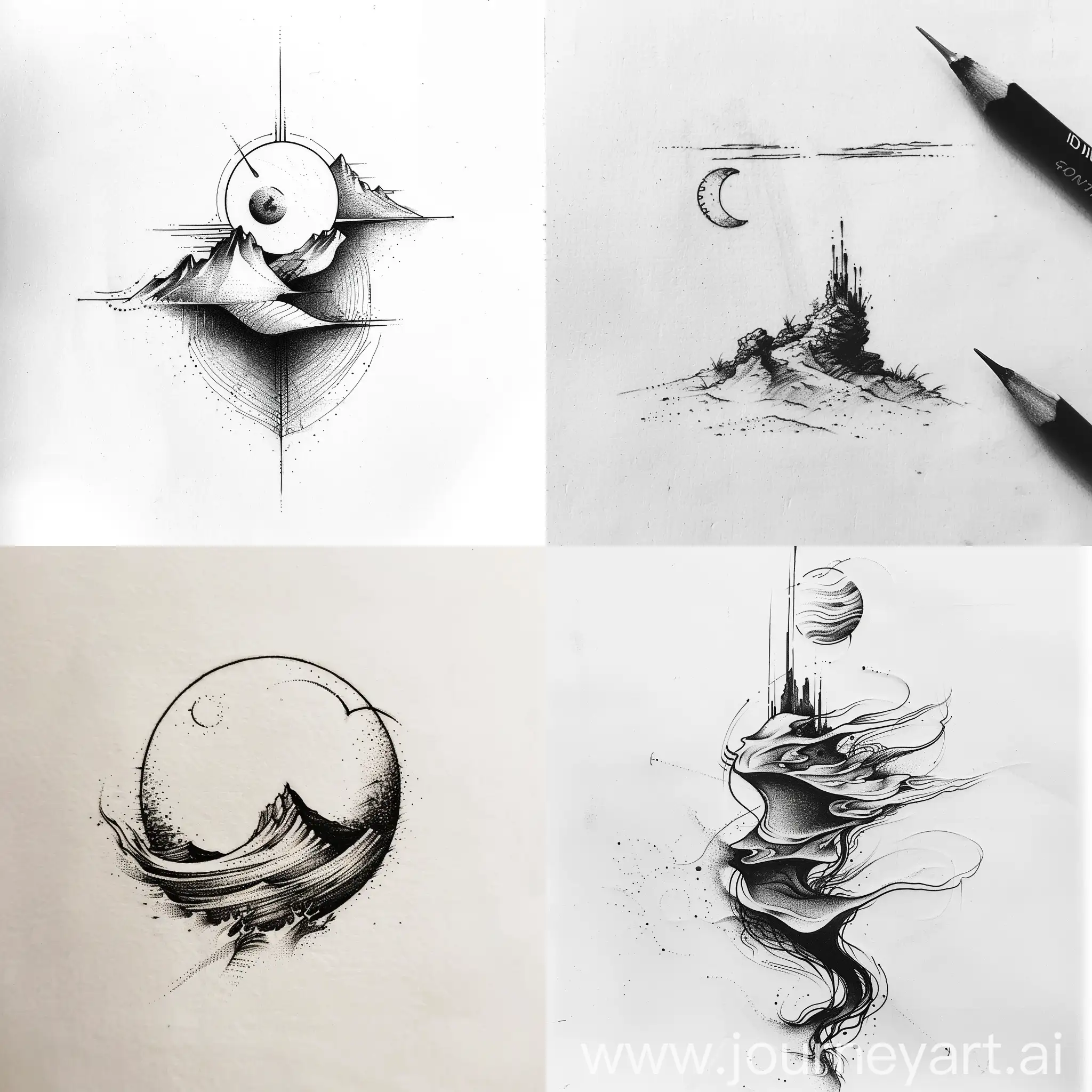Minimalist-Dune-Tattoo-Sketch-on-White-Background