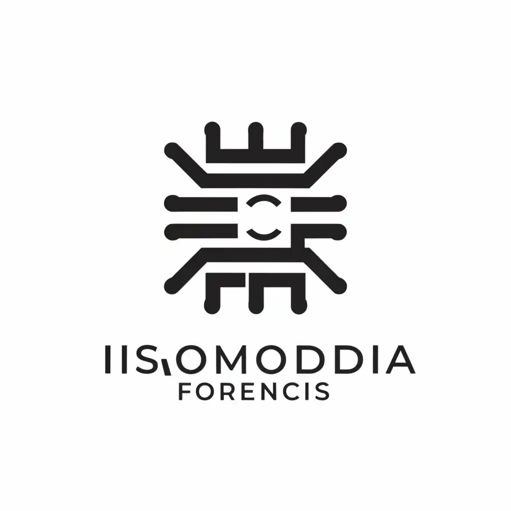 a logo design,with the text "isomodia forensics", main symbol:linedrawing of microchip,Moderate,be used in Technology industry,clear background