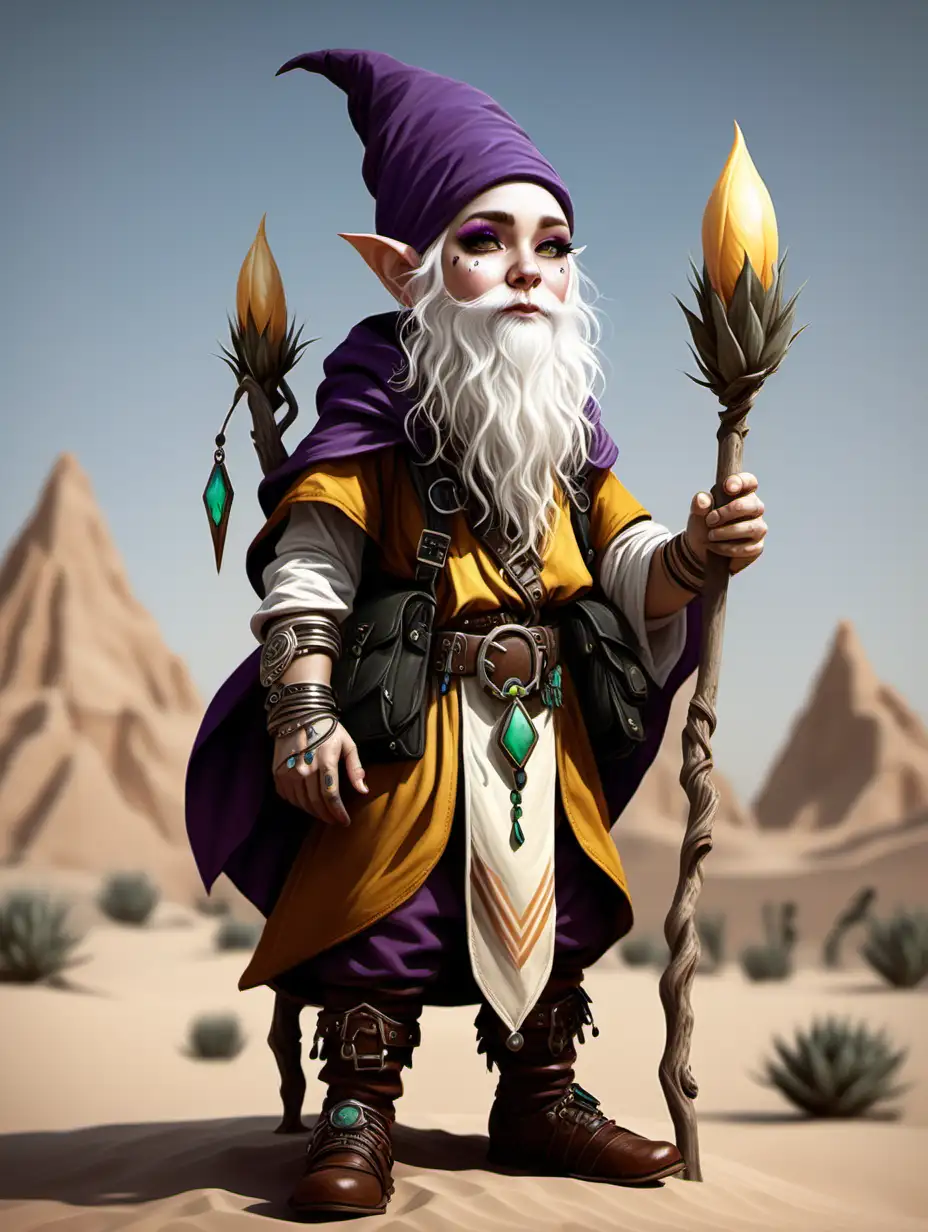 Enigmatic NonBinary Gnome Druid Amidst Desert Oasis