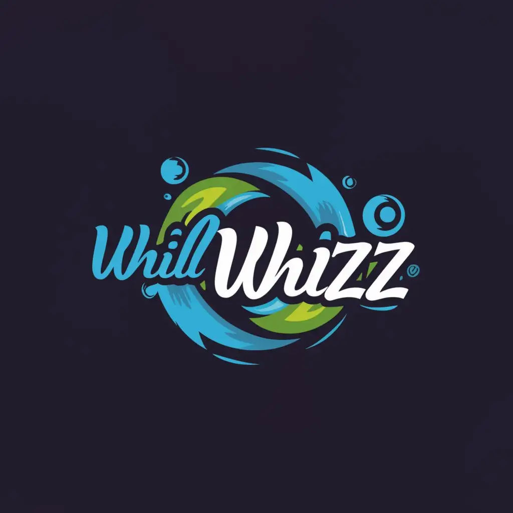 a logo design,with the text "whirl whizz ", main symbol:washing machine,Moderate,clear background