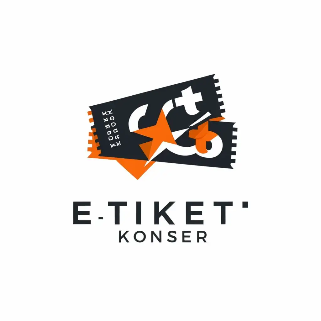 a logo design,with the text "E-Tiket-Konser", main symbol:Ticket,Moderate,clear background