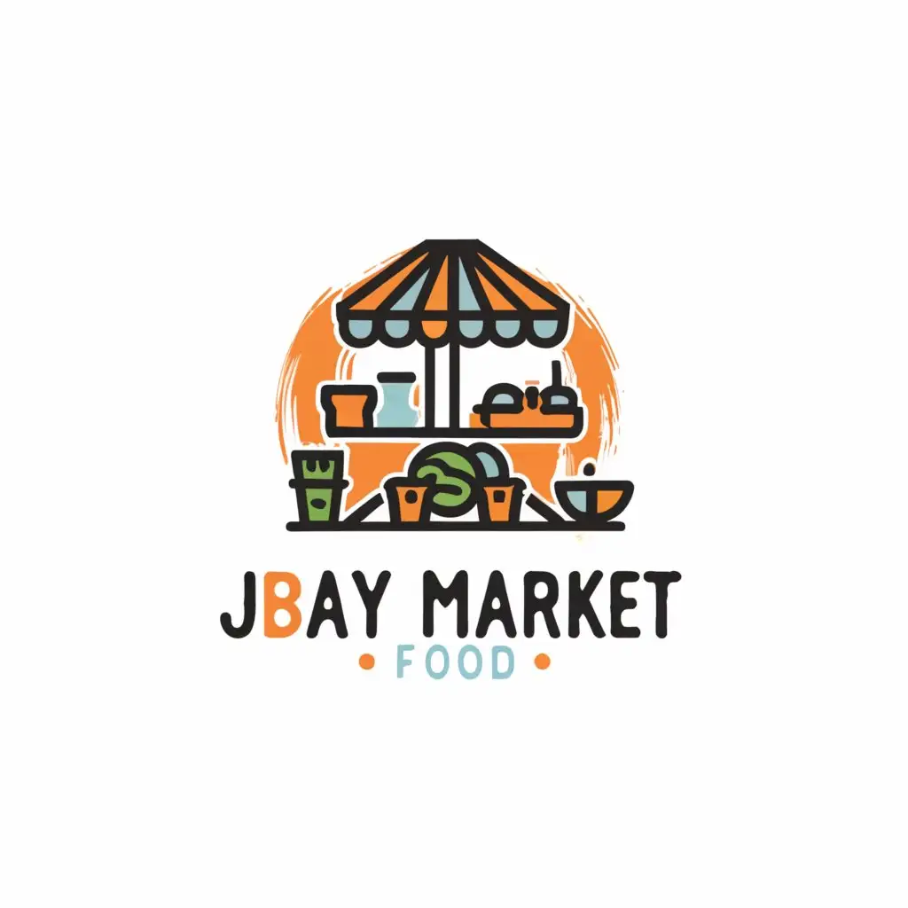 a logo design,with the text "JBAY MARKET", main symbol:out door market food stalls,Moderate,be used in Events industry,clear background