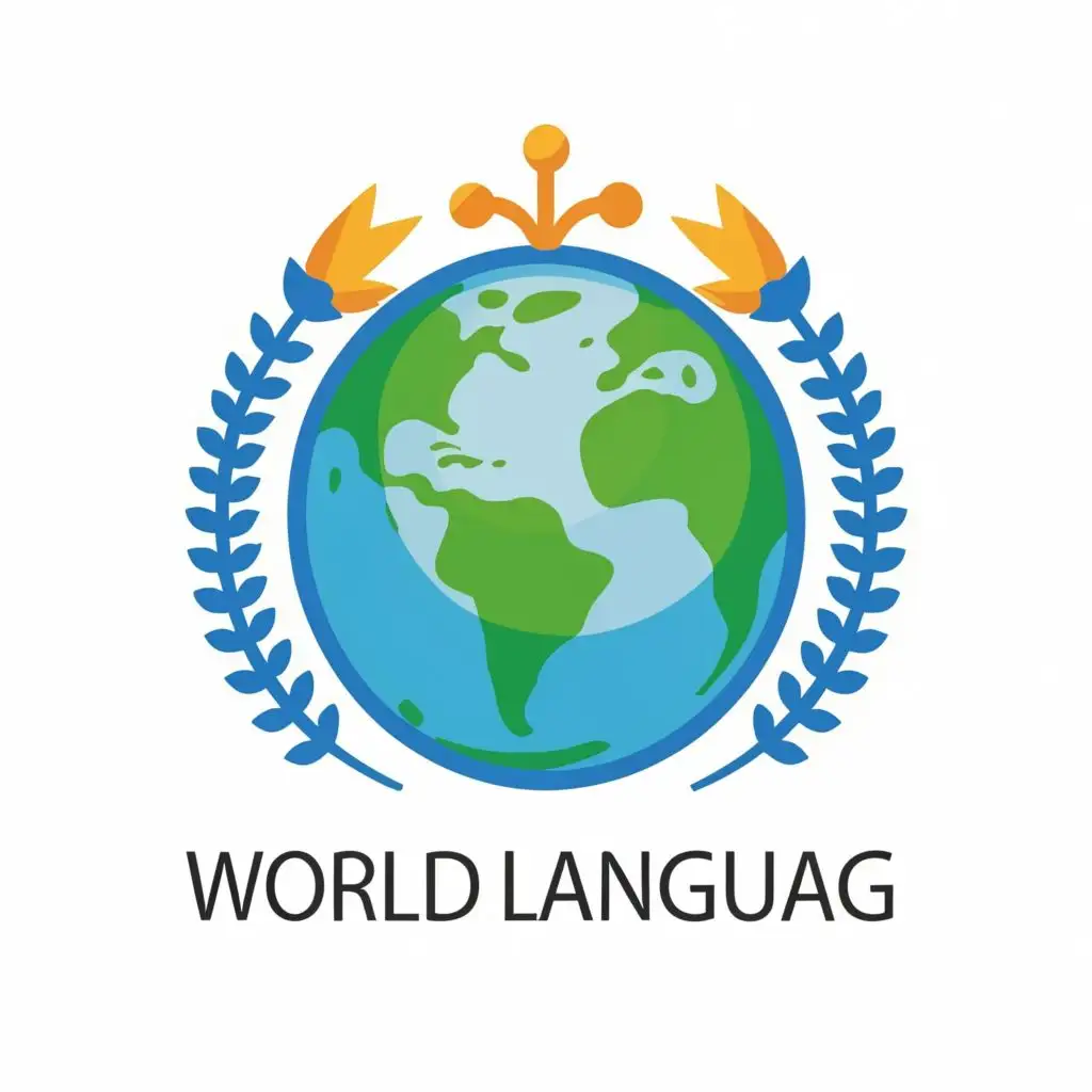 logo, earth, with the text "world language", typography, be used in Education industry