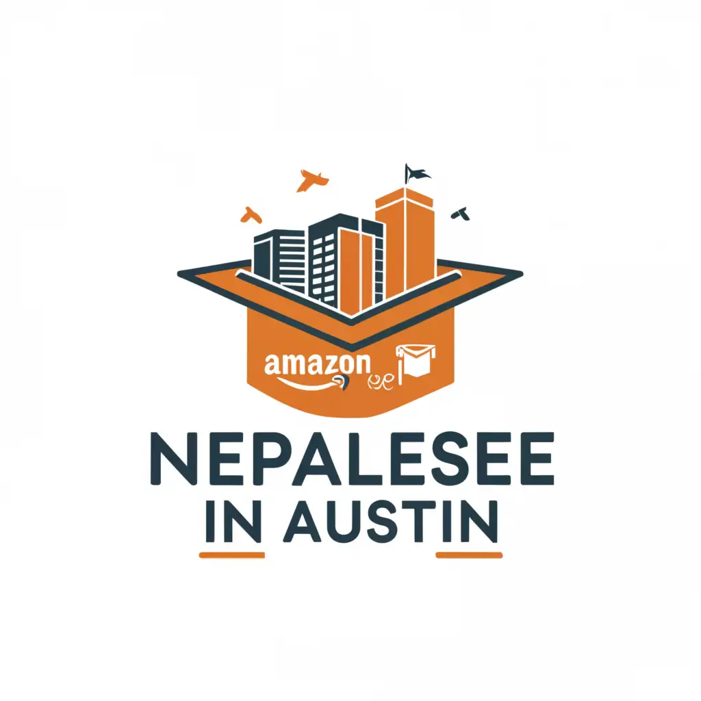 a logo design, with the text 'Nepalese in Austin', main symbol: Amazon shipping box ,Moderate,be used in Nonprofit industry, clear background 