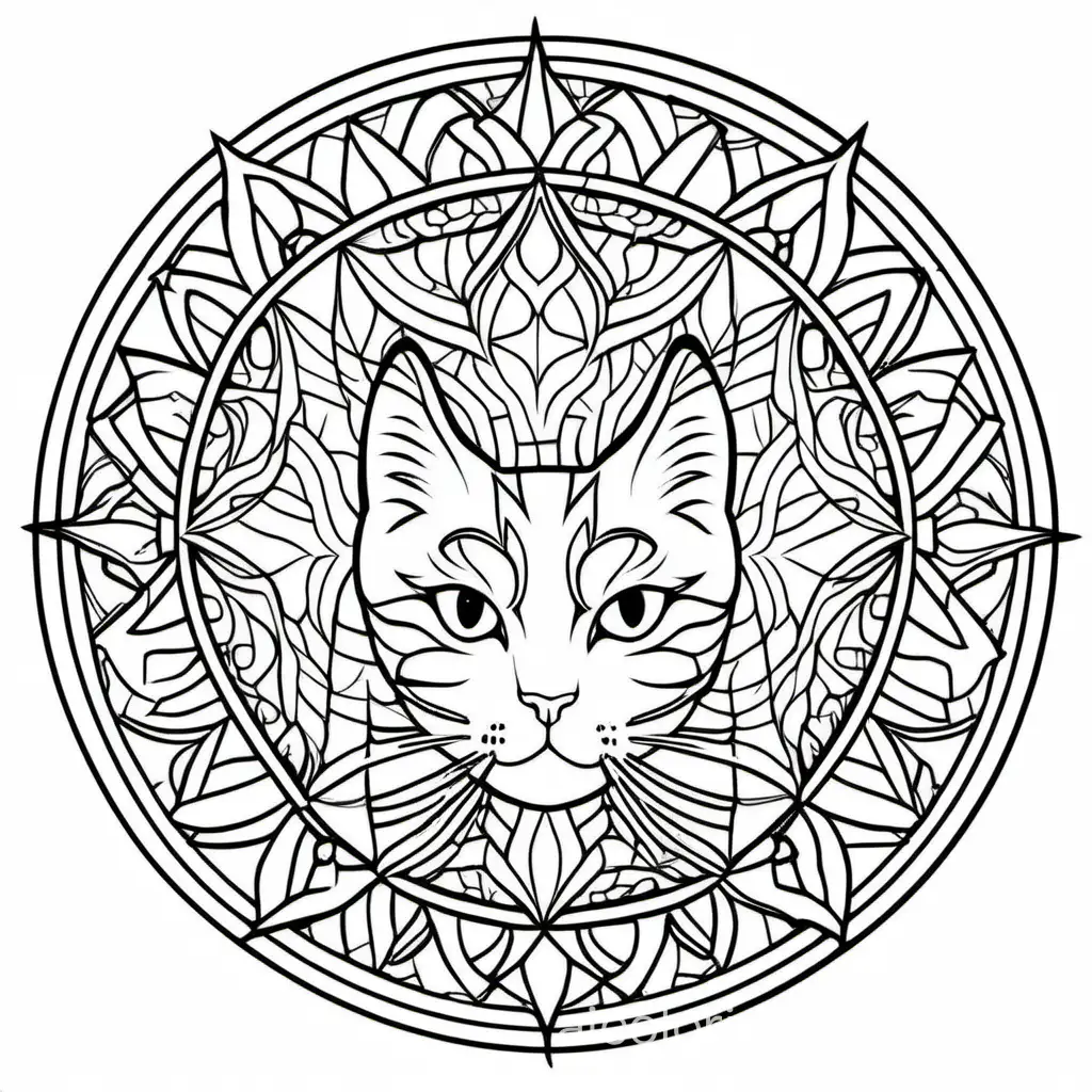 Simple-Cat-Mandala-Coloring-Page-with-Ample-White-Space