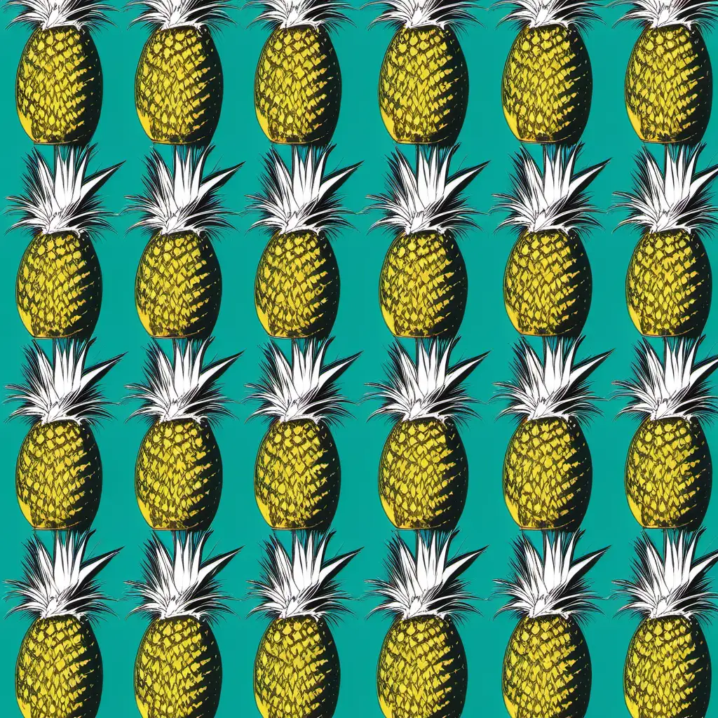 /imagine prompt , SIMPLE, DOZENS OF UPSIDE-DOWN PINAPPLES , ANDY WARHOL INSPIRED