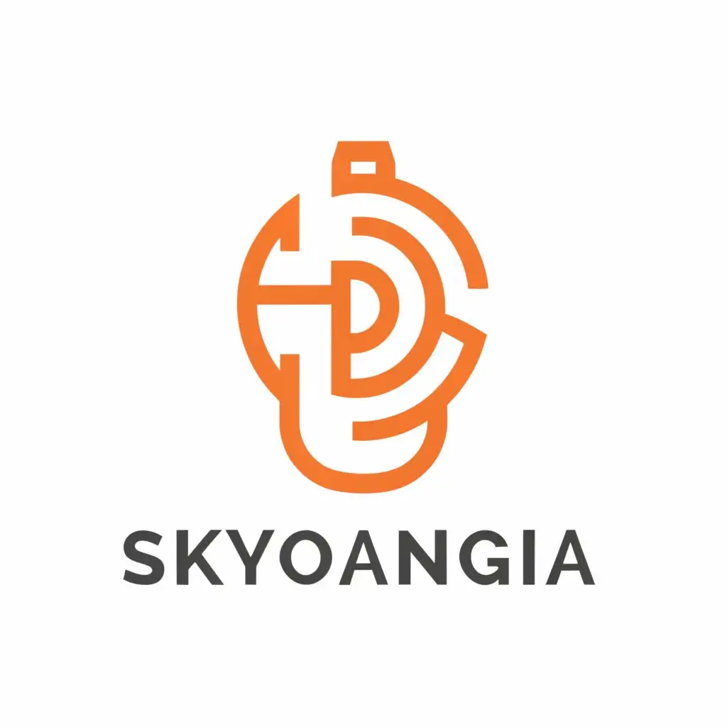 a logo design,with the text "skyorangia", main symbol:We use this brand for our patent portable air compressors, color need orange,Moderate,clear background