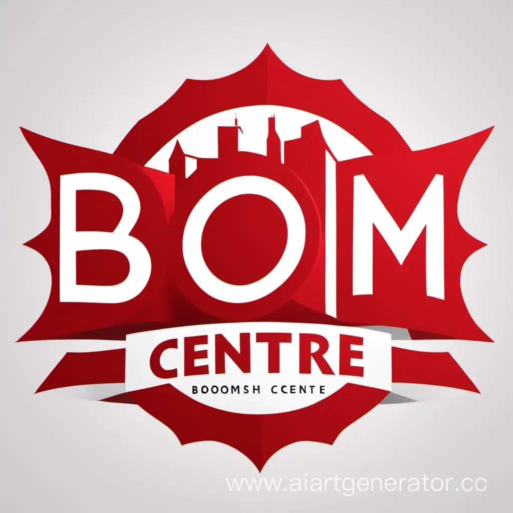сгенерируй логотип для центра английского языка в красно белой гамме с названием центра " Boom Centre"