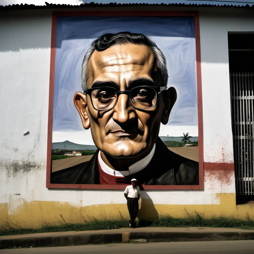 portrait of oscar romero in Ciudad Barrios, El Salvador, painted in the style of andrew wyeth 