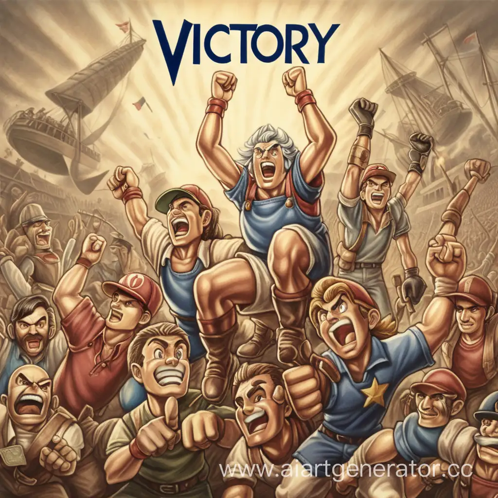 Triumphant-Retro-Gaming-Scene-Nostalgic-Victory-in-Vintage-Video-Games