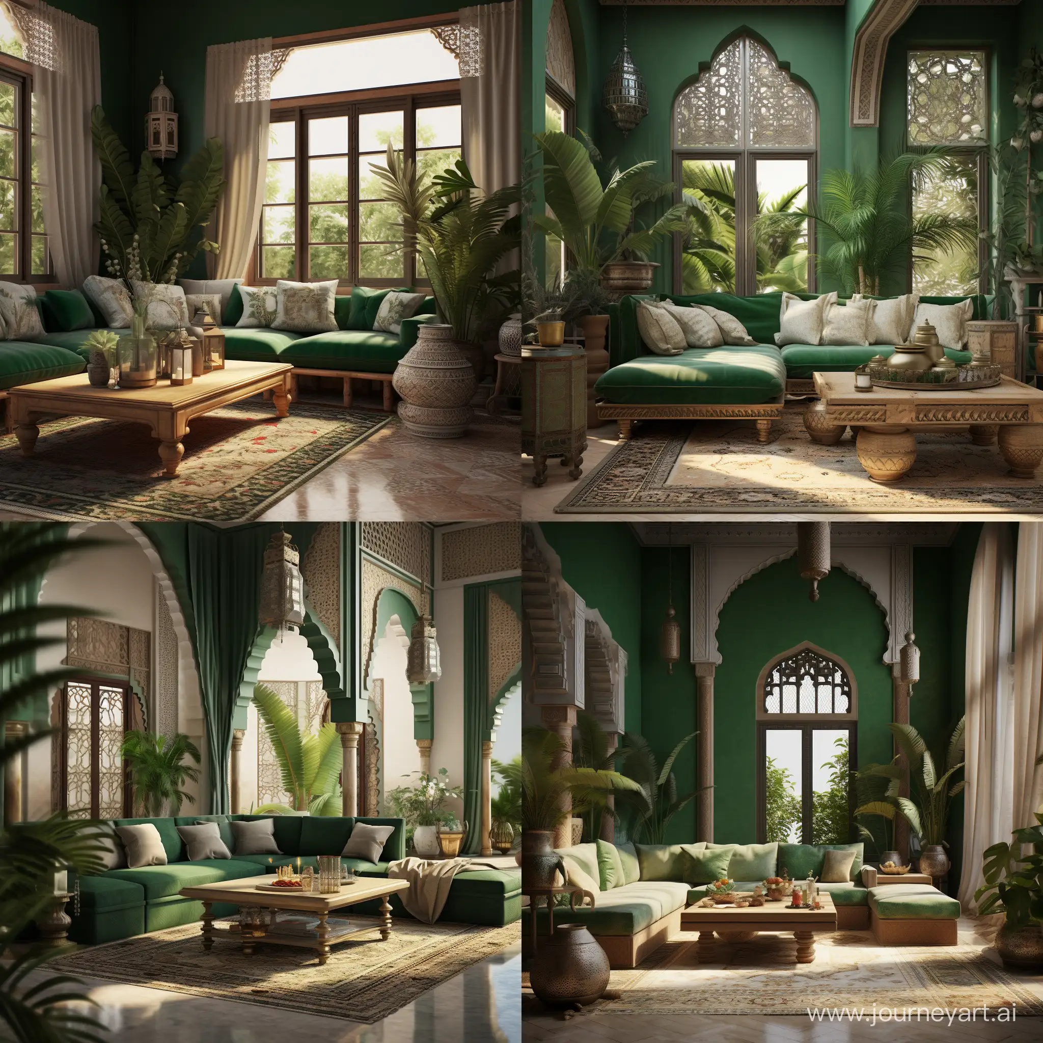 living room,MOROCCAN style, GREEN color__ar 2:3
