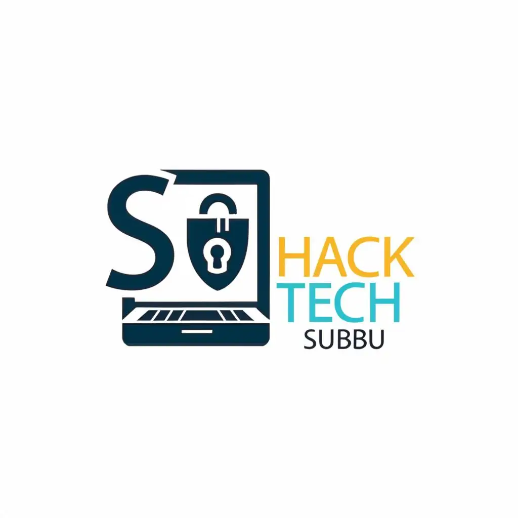 logo, "S" with a "T" "C" maybe use a laptop+lock, with the text "HackTech Subu", typography, be used in Technology industry