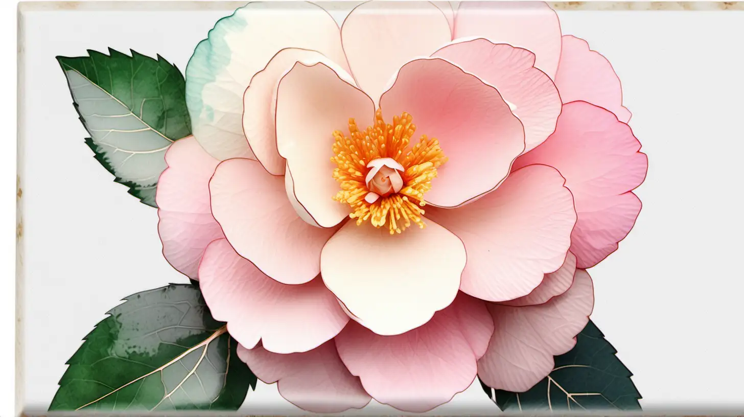 Pastel Watercolor Camellia Flower Clipart Andy Warhol Inspired Art on White Background