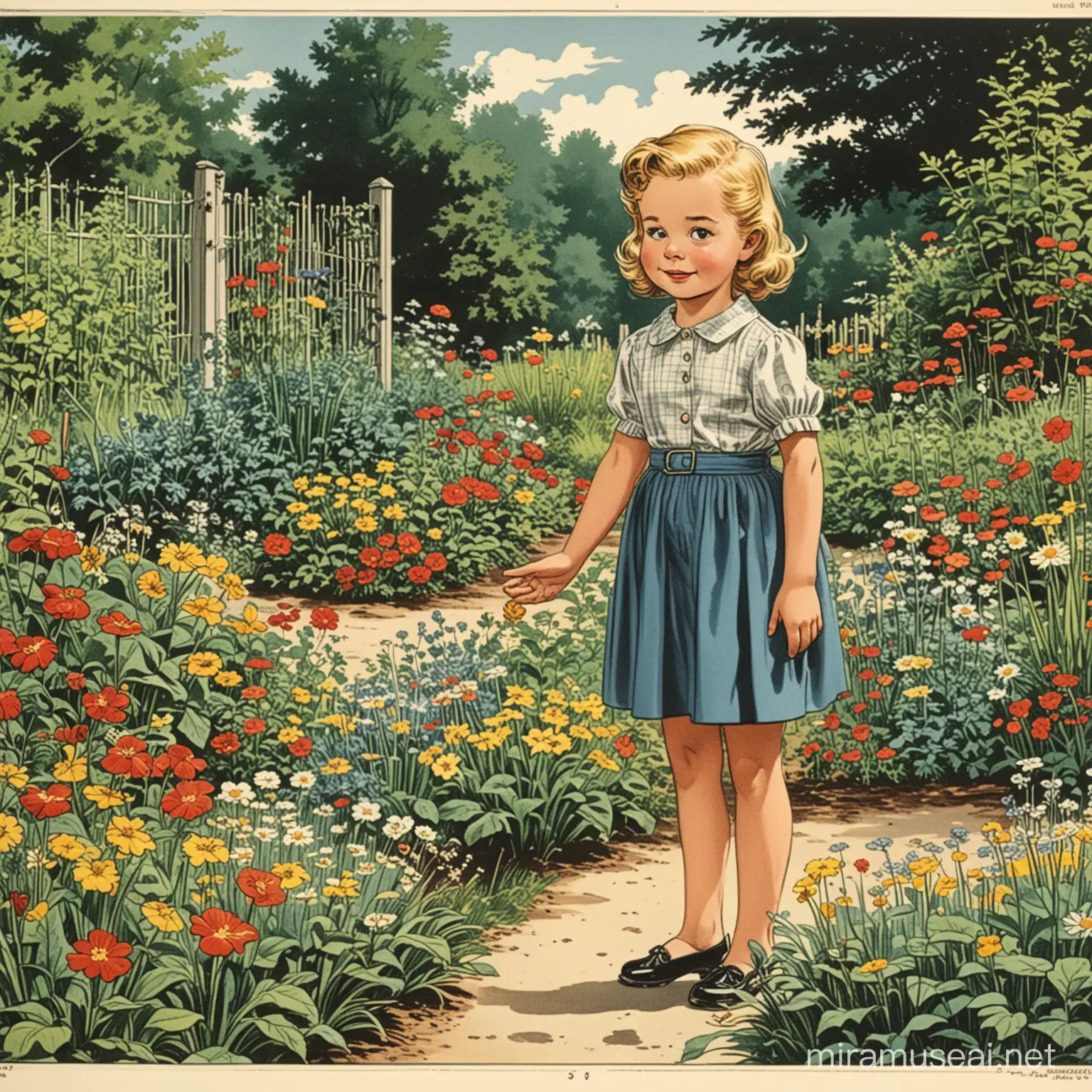 martine in the children's garden, comic strip, 1950