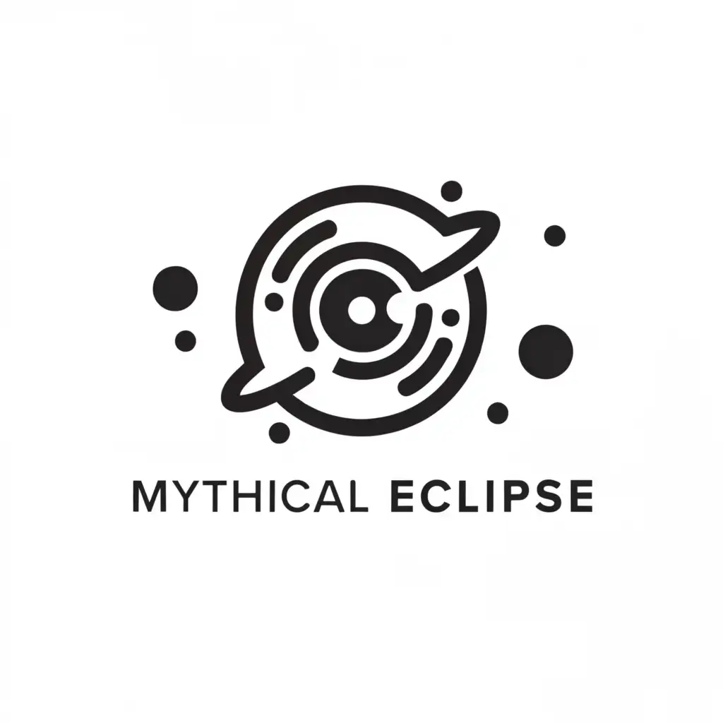 a logo design,with the text "Mythical Eclipse", main symbol:eclipse, planets monochrome with colour points,Minimalistic,be used in Internet industry,clear background