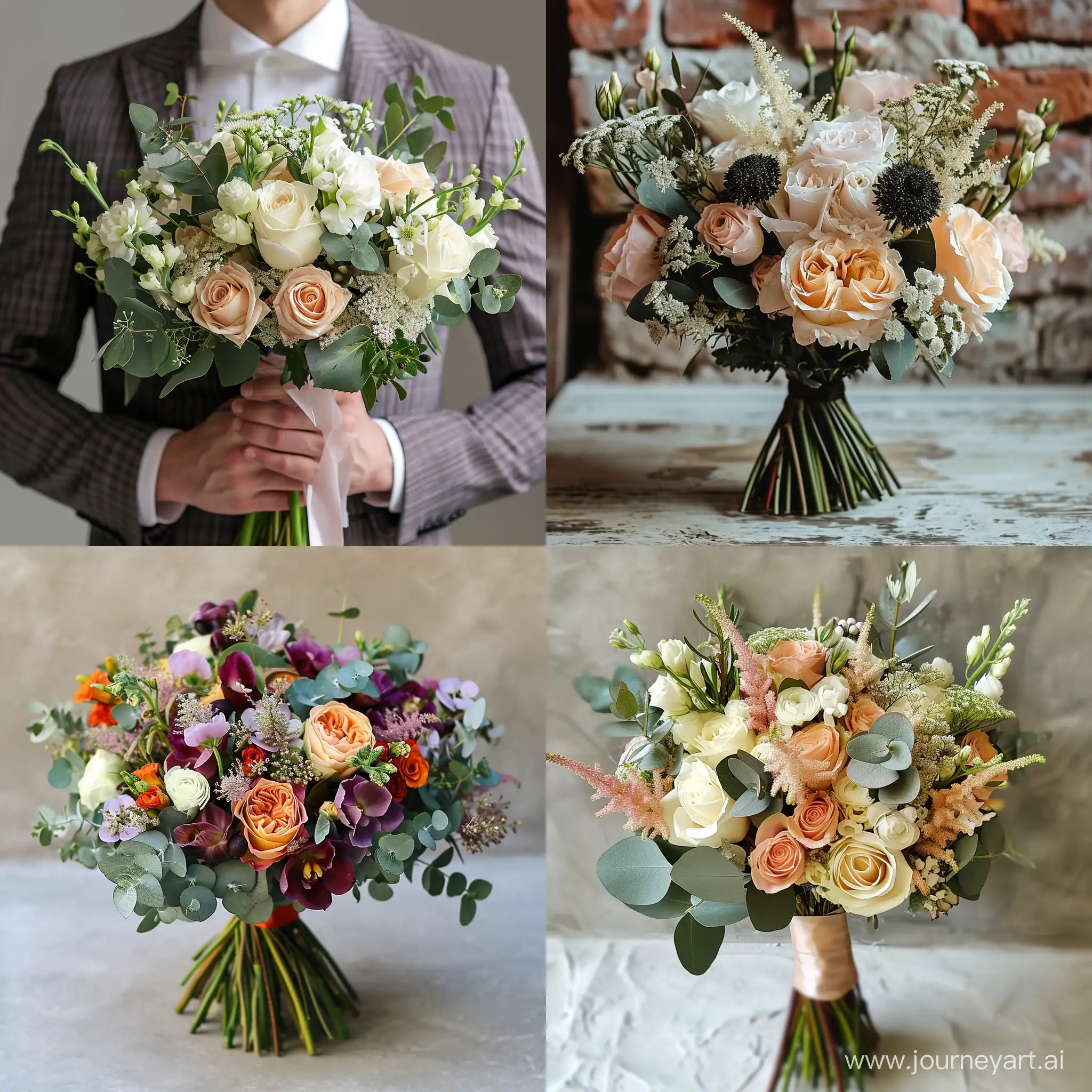 Stylish-Masculine-Bouquet-Arrangement-with-Vibrant-Colors