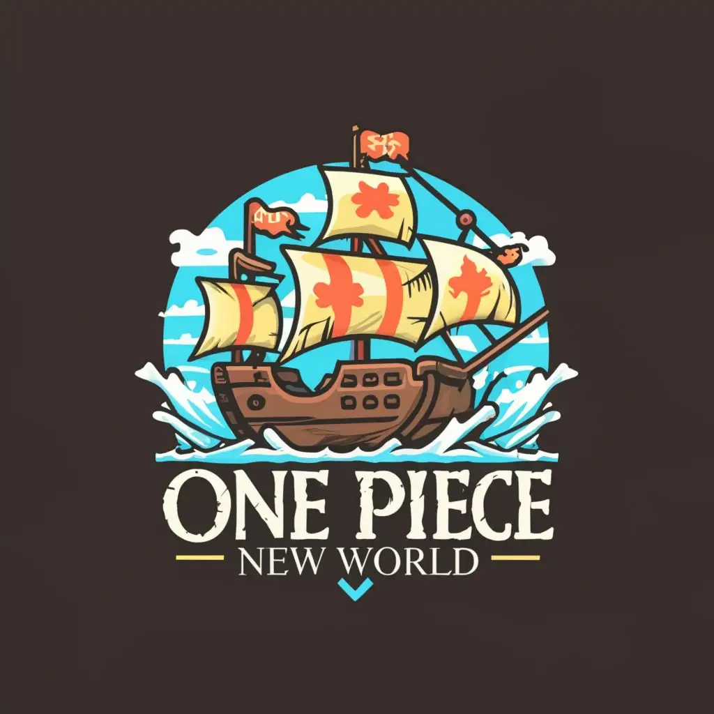 a logo design,with the text "One Piece New World", main symbol:Something that Remind Us a Pirate Universe. the logo must be simplified