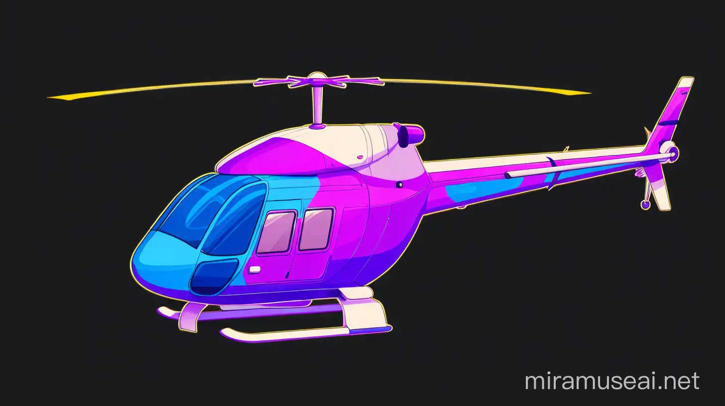 A cool blue purple helicopter on the side