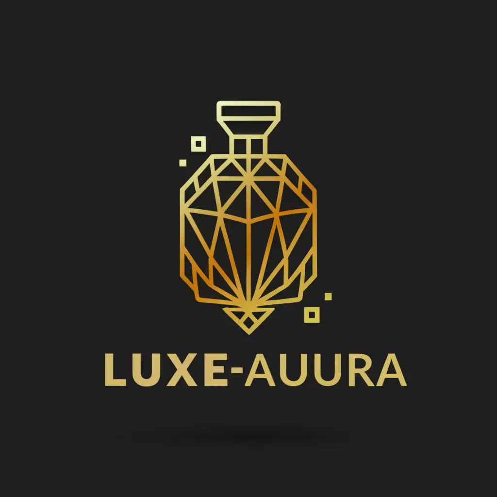 a logo design,with the text "LuxeAura", main symbol:Luxury, Product, Perfume brand.,Moderate,clear background